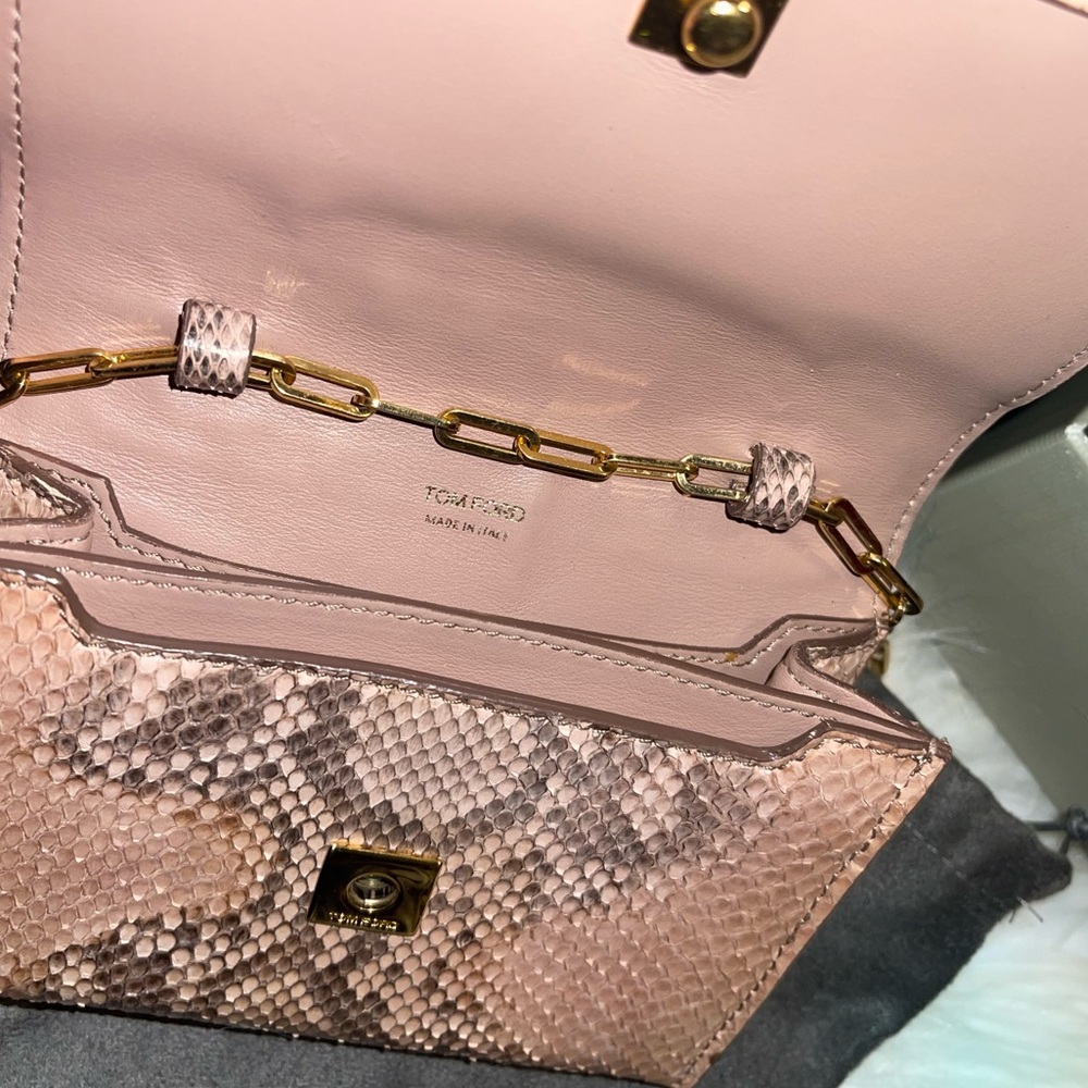 Tom Ford Blush Snakeskin Bag with Gold Chain